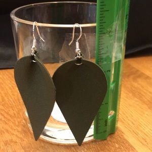 Army green leaf design earrings